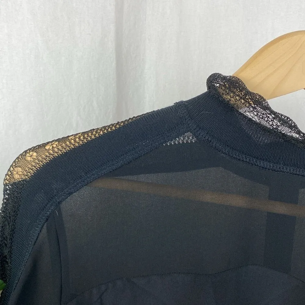 Sandro Black Long Sleeve Sheer Blouse Top 3 L - Image 4