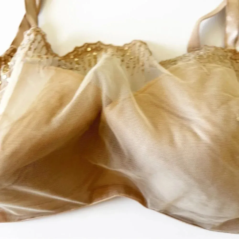 Soma Illusion‎ Bra Mesh Panel Size 38D Sequins Peekaboo Layer Lowcut Cleavage - Image 3