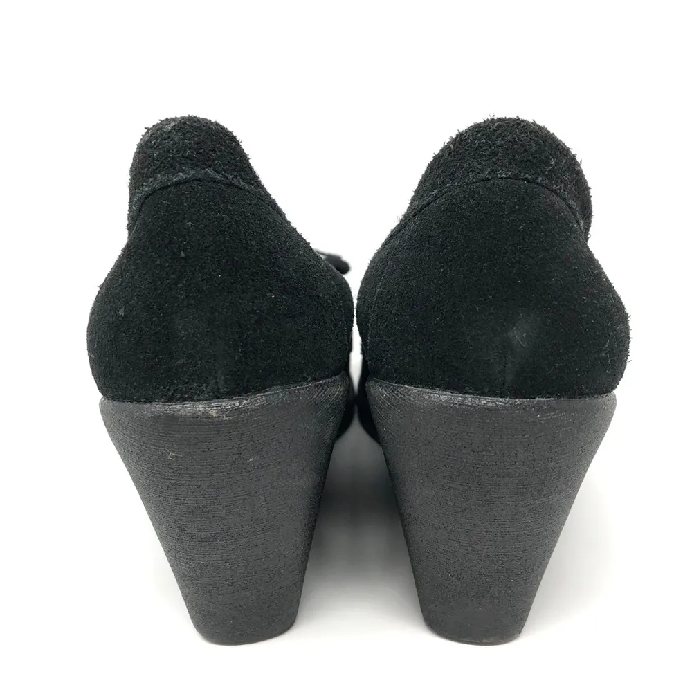 MELLOW YELLOW Black suede moccasin wedge loafers Size 7.5 - Image 4