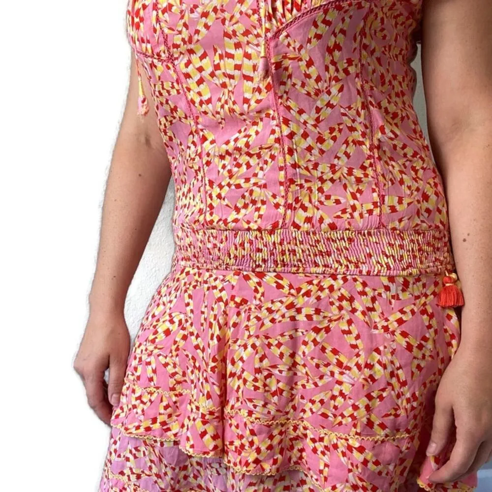 Poupette St. Barth Hot Pink Drop Waist Tasseled Dress Size Medium - Image 5