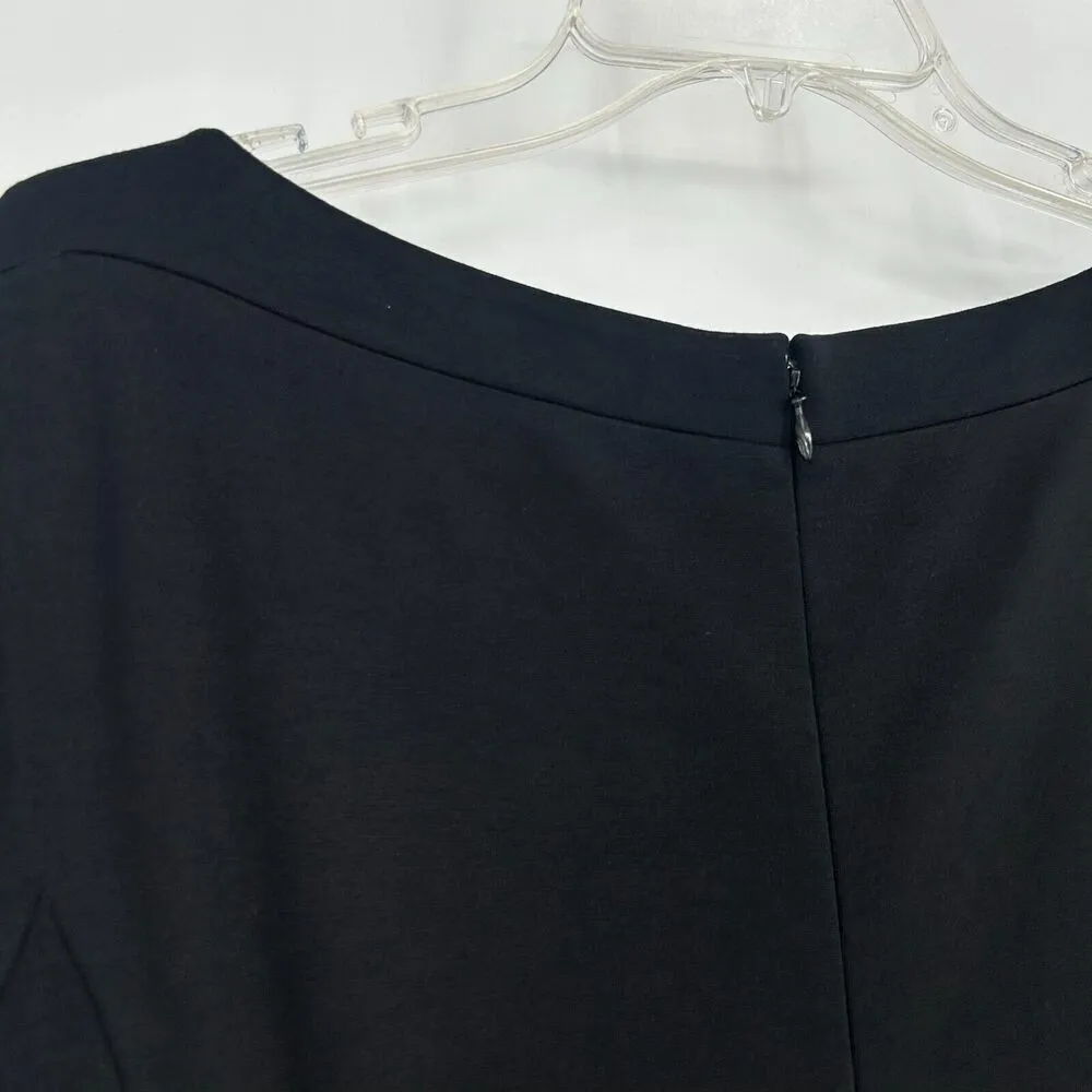 Lafayette 148 Black Ponte Knit Midi Dress Boat Neck Pockets Short Sleeve Size 10 - Image 8