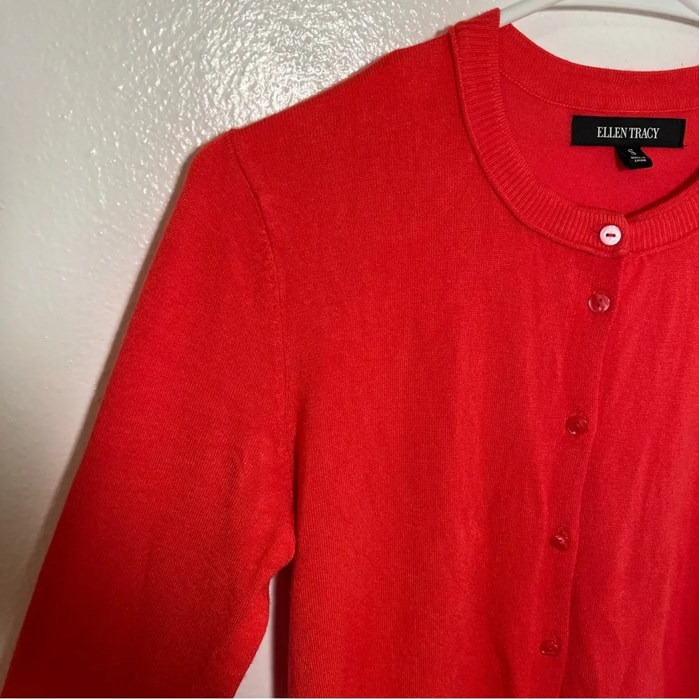 Ellen Tracy Cardigan Sweater Red Pink - Image 6