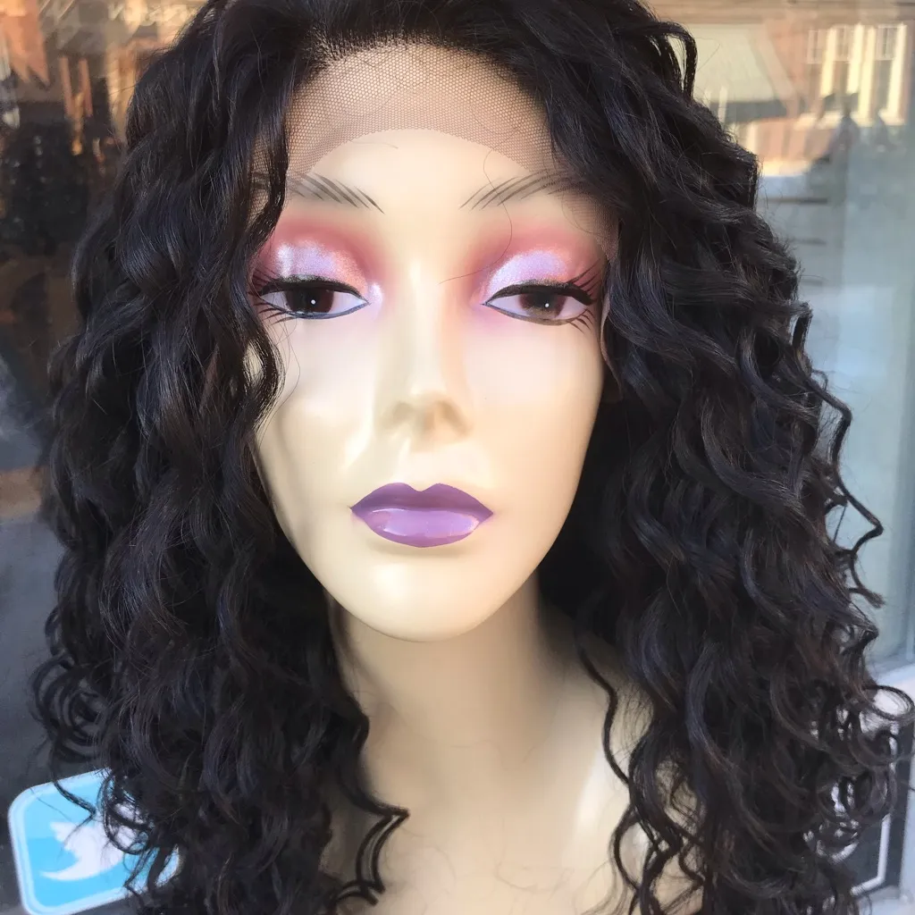 Dark Long curly Swiss lace Freepart Wig Brown Size 30 - Image 5