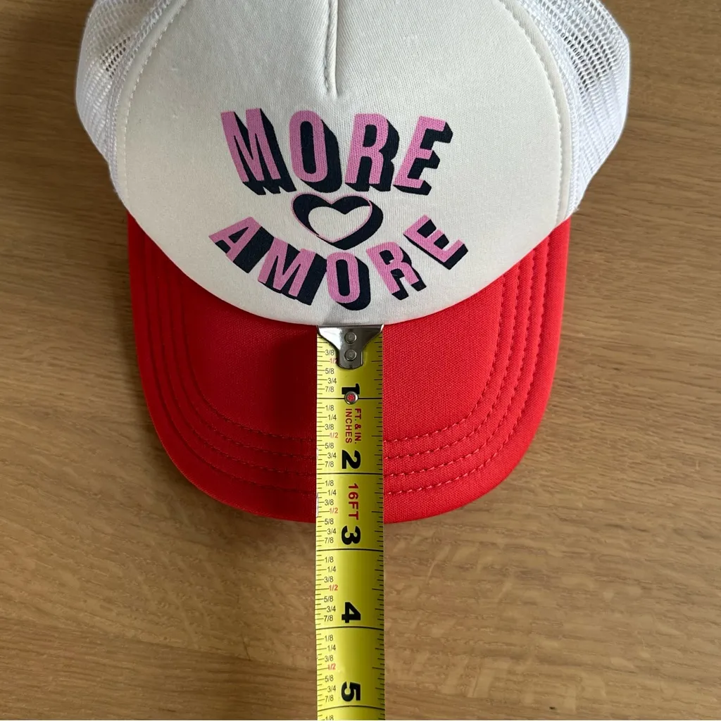 Vintage O'NEILL Trucker Hat "More Amore" Red Pink White Surf Beach Coastal Skate - Image 11