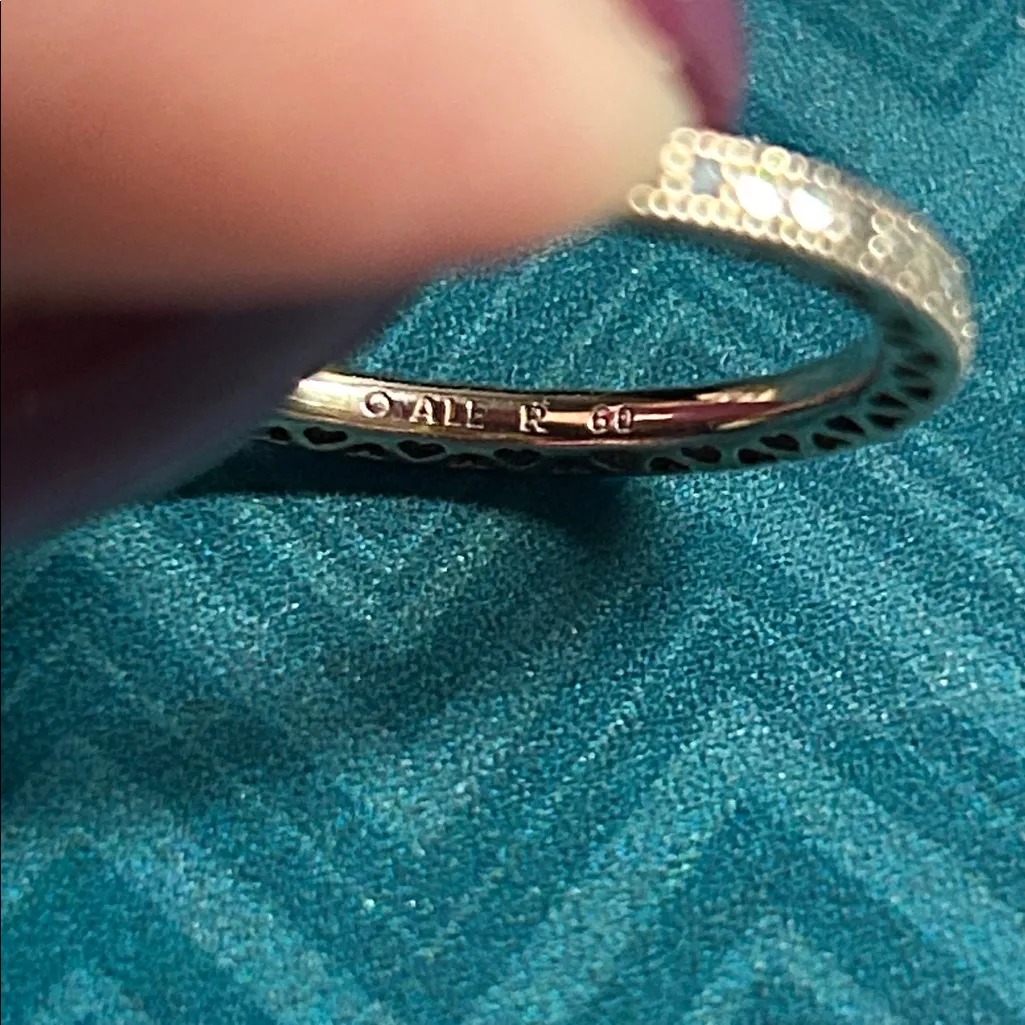 Sparkle & Hearts Pandora 14k Rose Gold Plated 925 Silver Diamond Band Womens 9 - Image 4