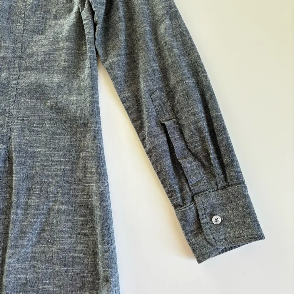 Marine Layer Blue Denim Chambray Mini Button Up Long Sleeve Shirt Dress Small - Image 7