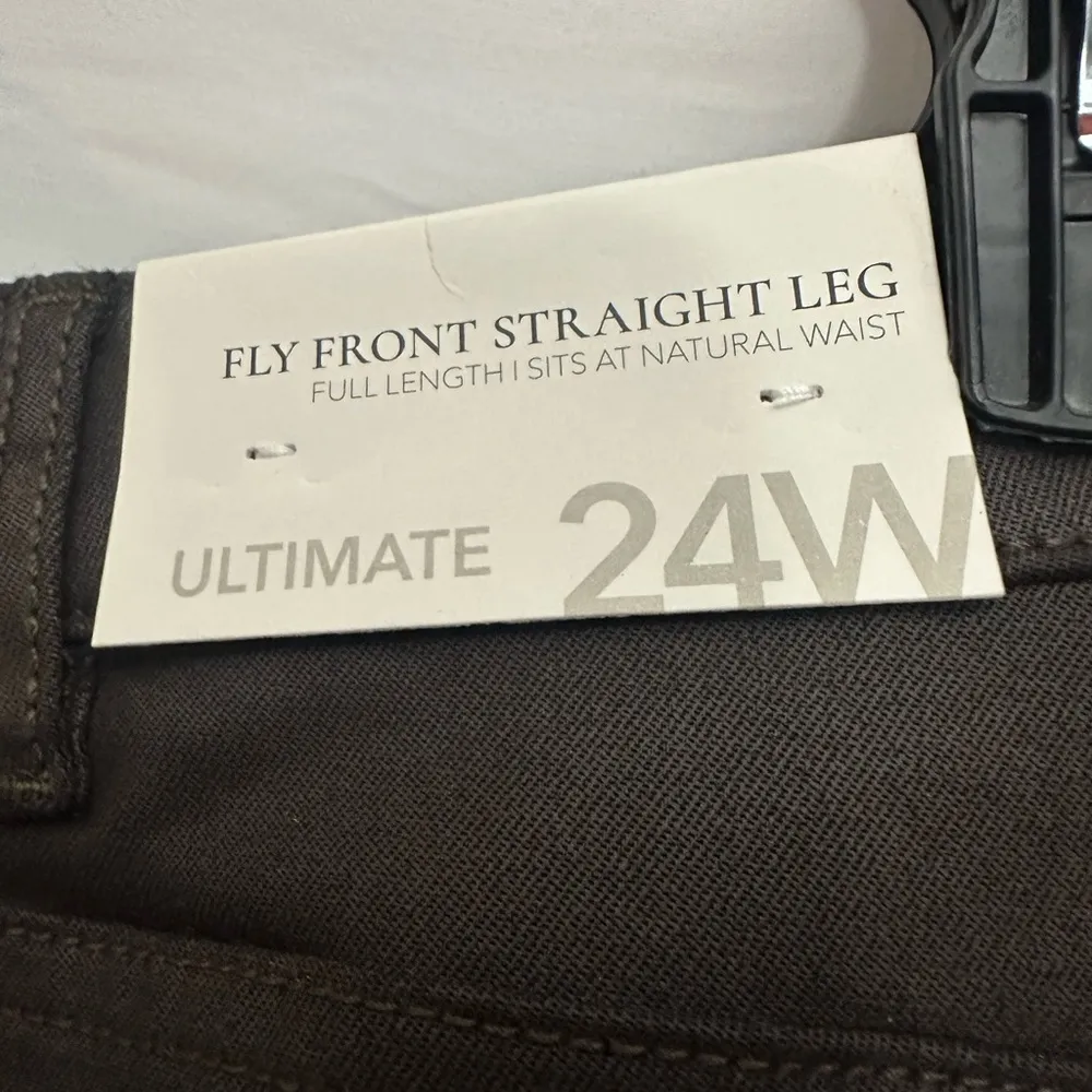 Soft Surroundings Ultimate Denim Coated Straight Leg Jeans Size 24W Dark Brown - Image 5