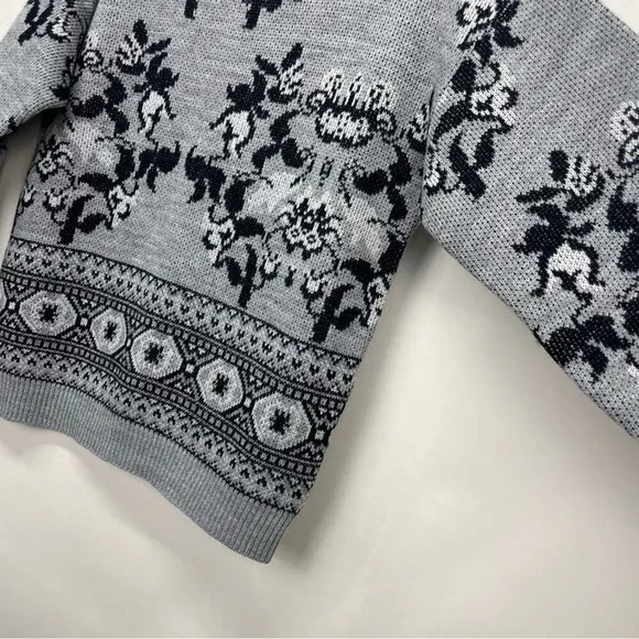 Vintage Diane Von Furstenberg‎ Ski Sweater Double Mock Neck Knit Floral Cabin - Image 6