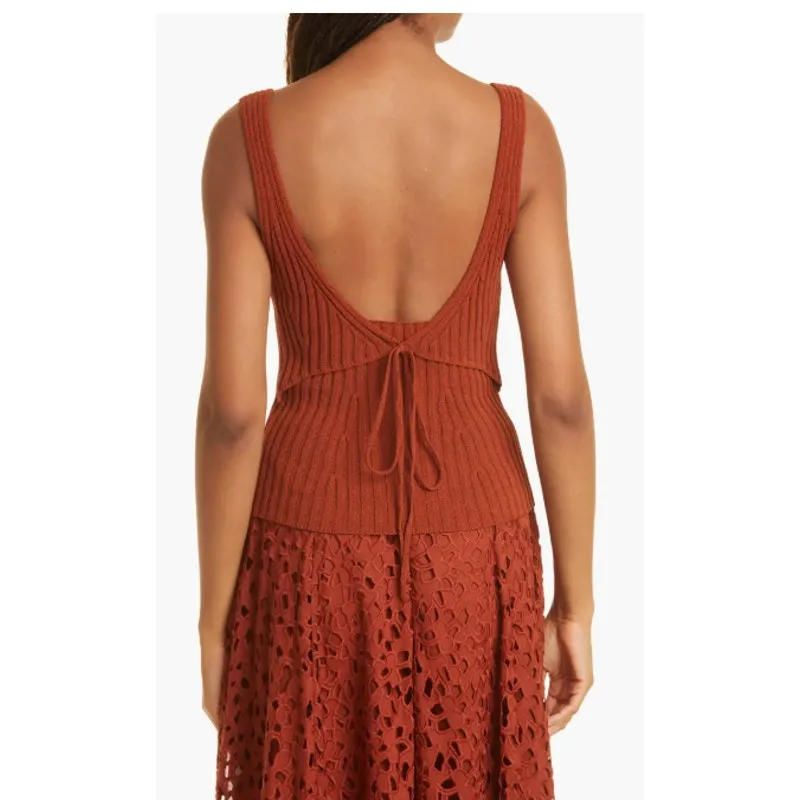 Vince Rib Tie Back Cotton Blend Tank Top‎ Size Medium NWT - Image 4