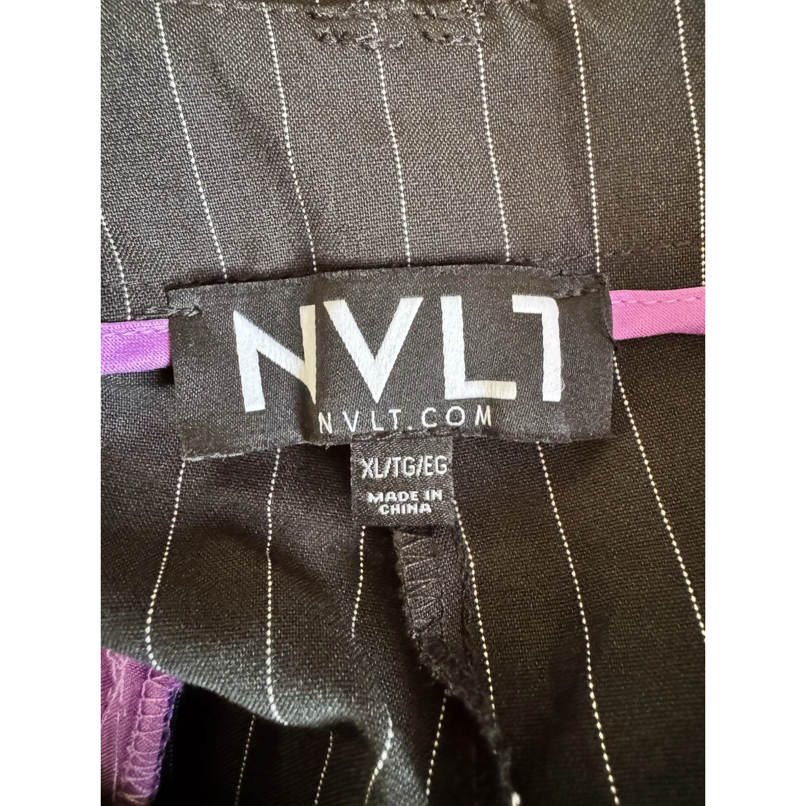 NWOT NVLT Black Pleated High Rise Pinstripe Trouser Pants Cuffed Hems Women’s XL - Image 6