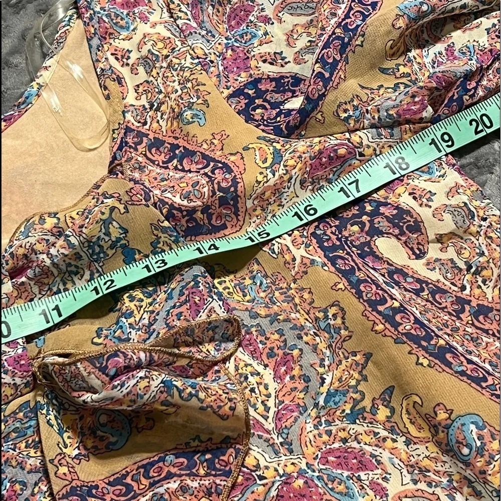 UMGEE small womens paisley boho lined shift dress elastic 3/4 sleeve bow front - Image 11