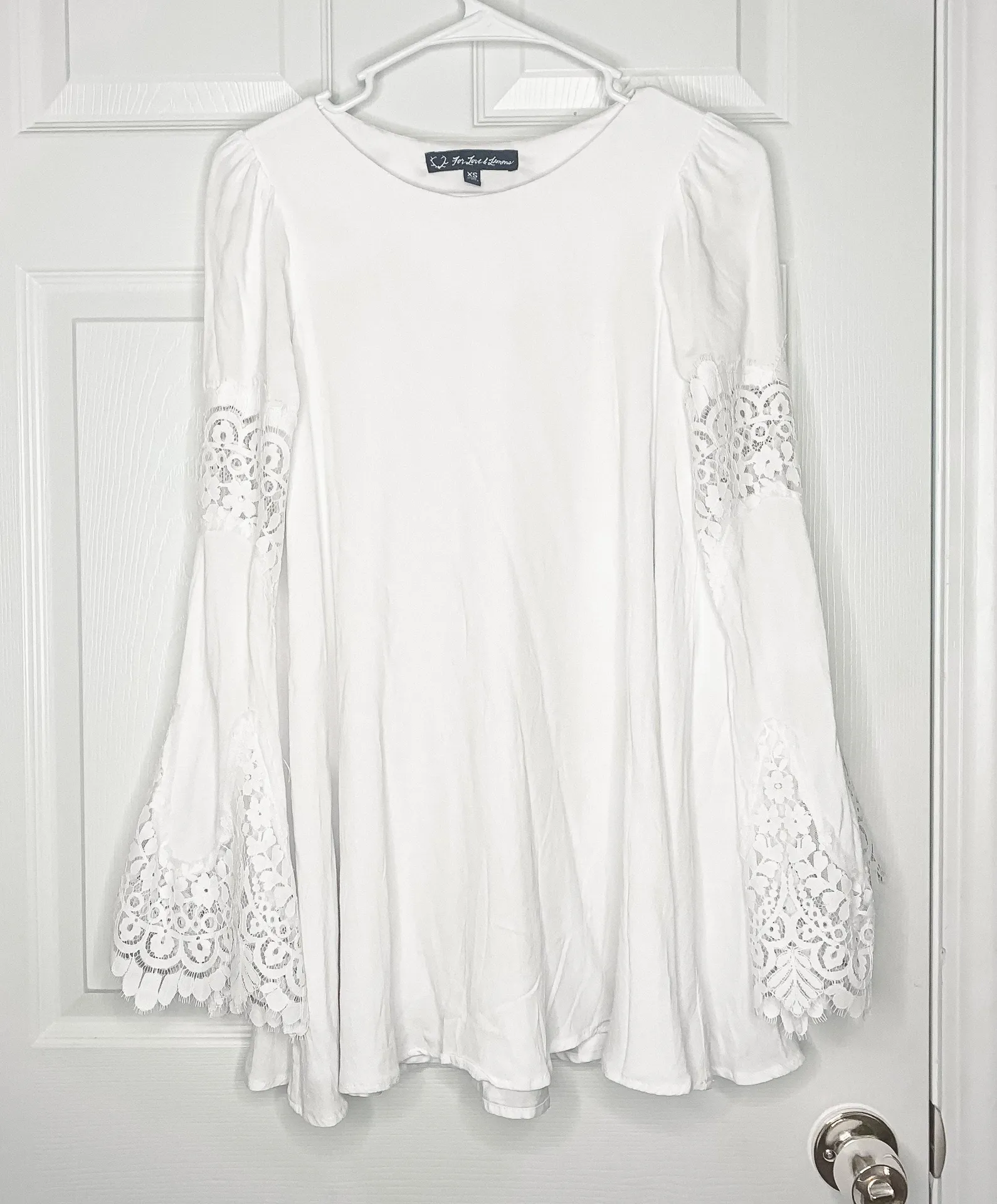 For Love And Lemons Festival Bell Sleeve Dress Size Xs White - Image 3
