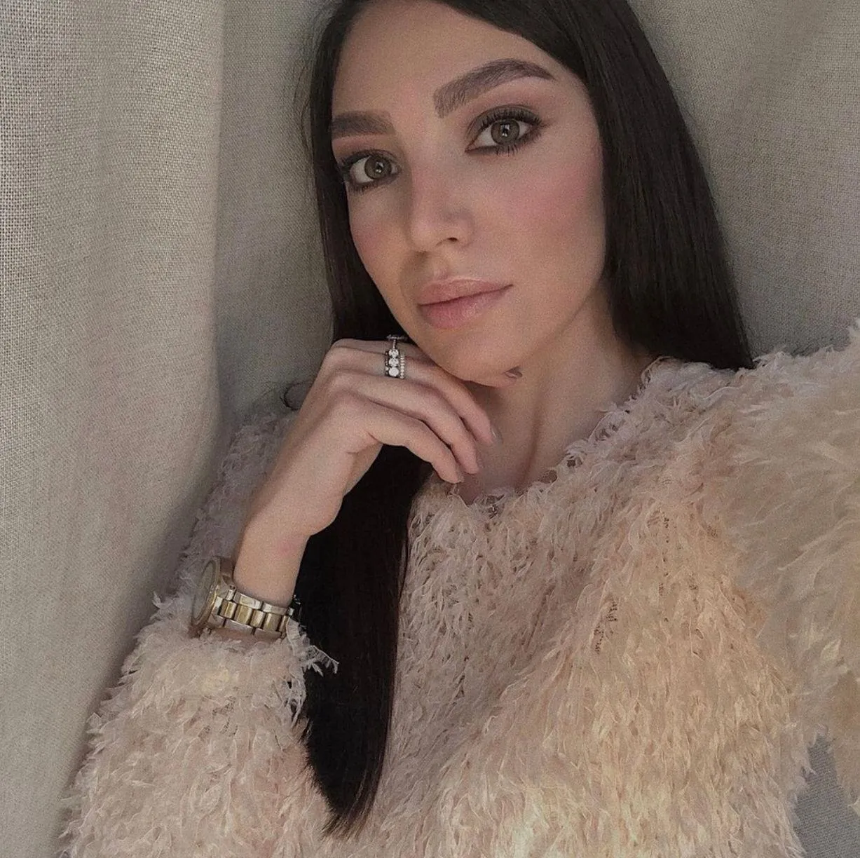 Cream Feather Effect Sweatshirt Sweater Top - Image 3