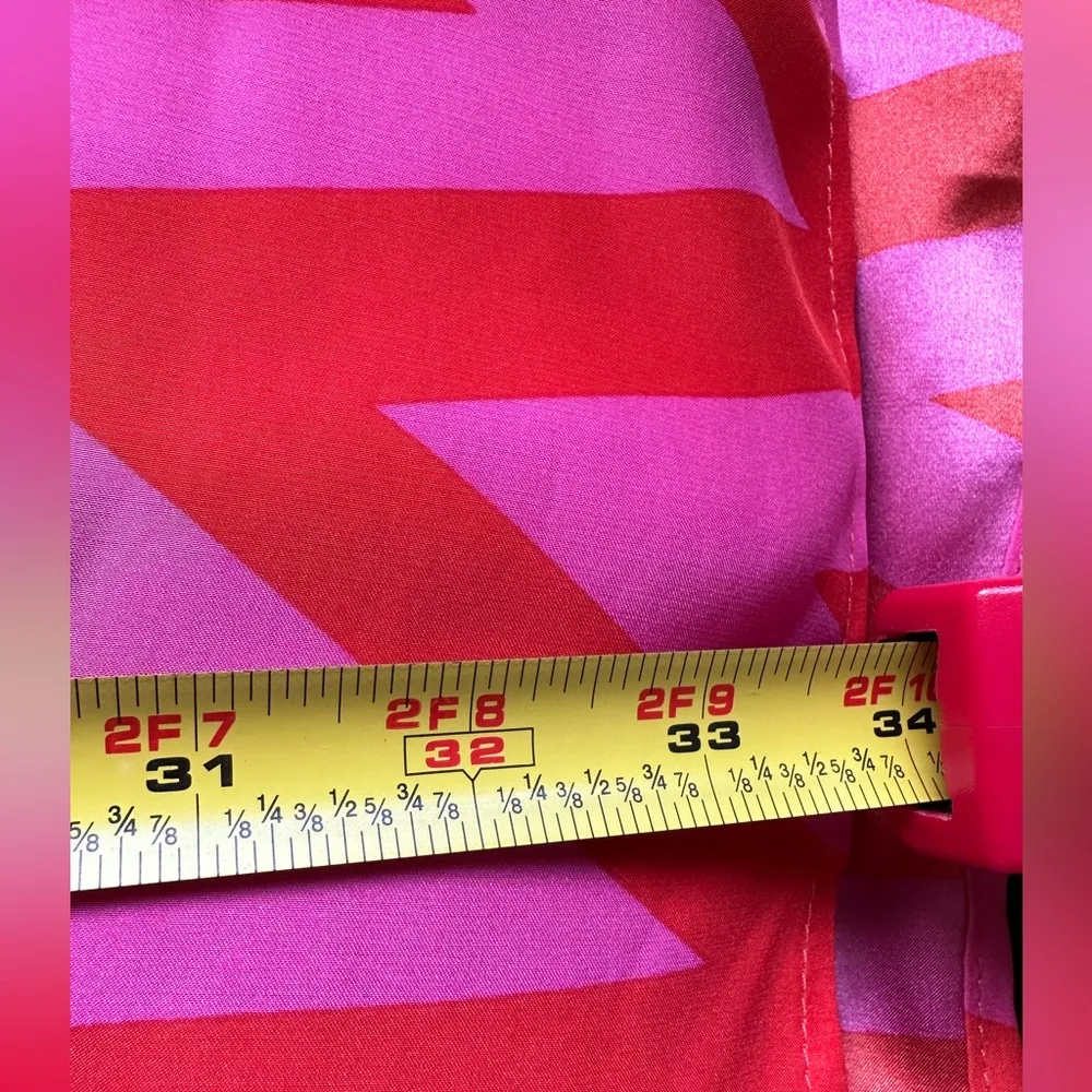 Amanda Uprichard Orange & Red Geometric V Neck Mini Dress 100% Silk Chev… - Image 10