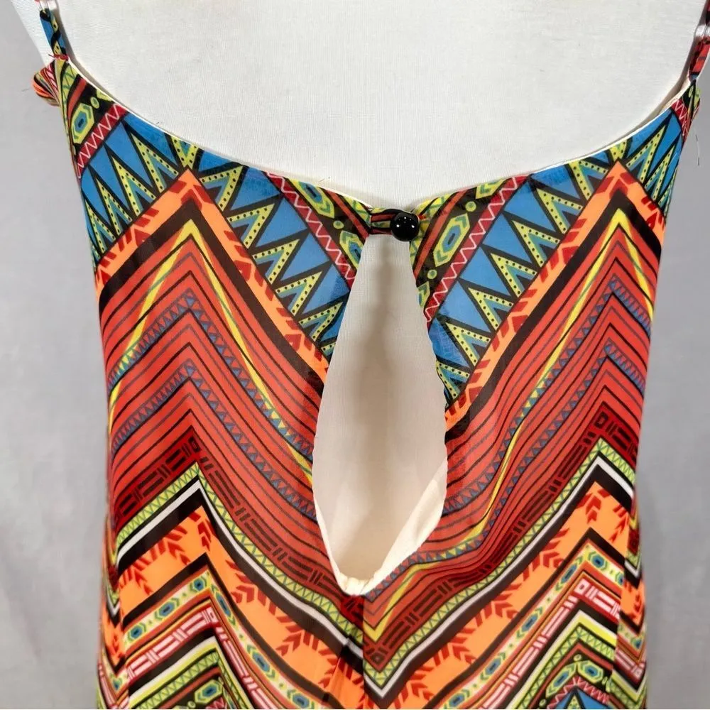Francesca’s Alya bright colors backless chevron print maxi dress size medium - Image 5