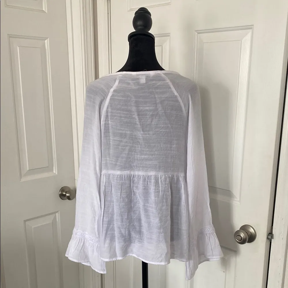 Counterparts White Peplum Blouse with Bell Sleeves - Image 3