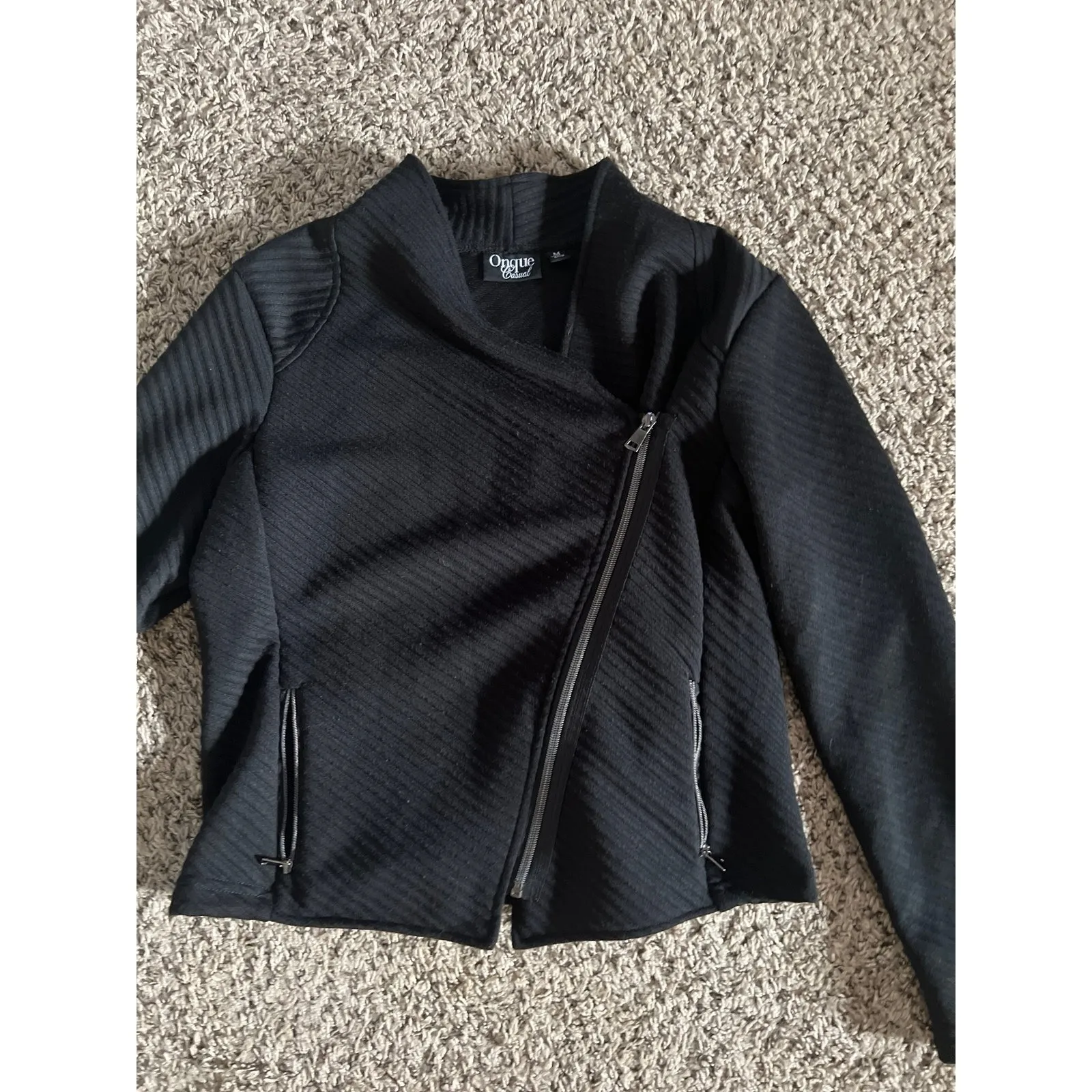 Onward Casual Women's Moto Texture Black‎ Jacket Size Medium - Image 2