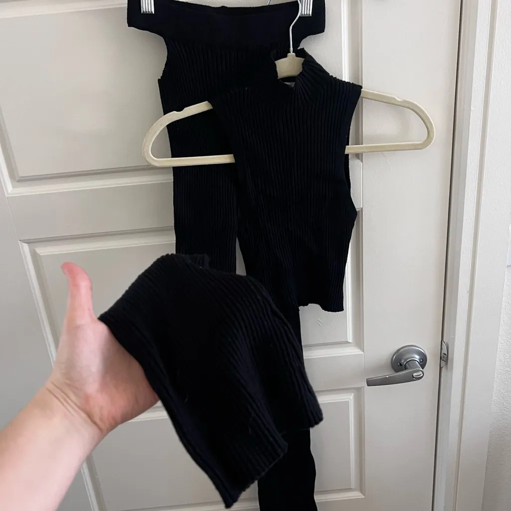 Etcetera Black Ribbed Knit Set - Image 4