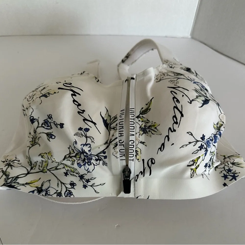 Victoria’s Secret Sport Incredible Knockout Zip Bra 34DDD White Floral Print - Image 15
