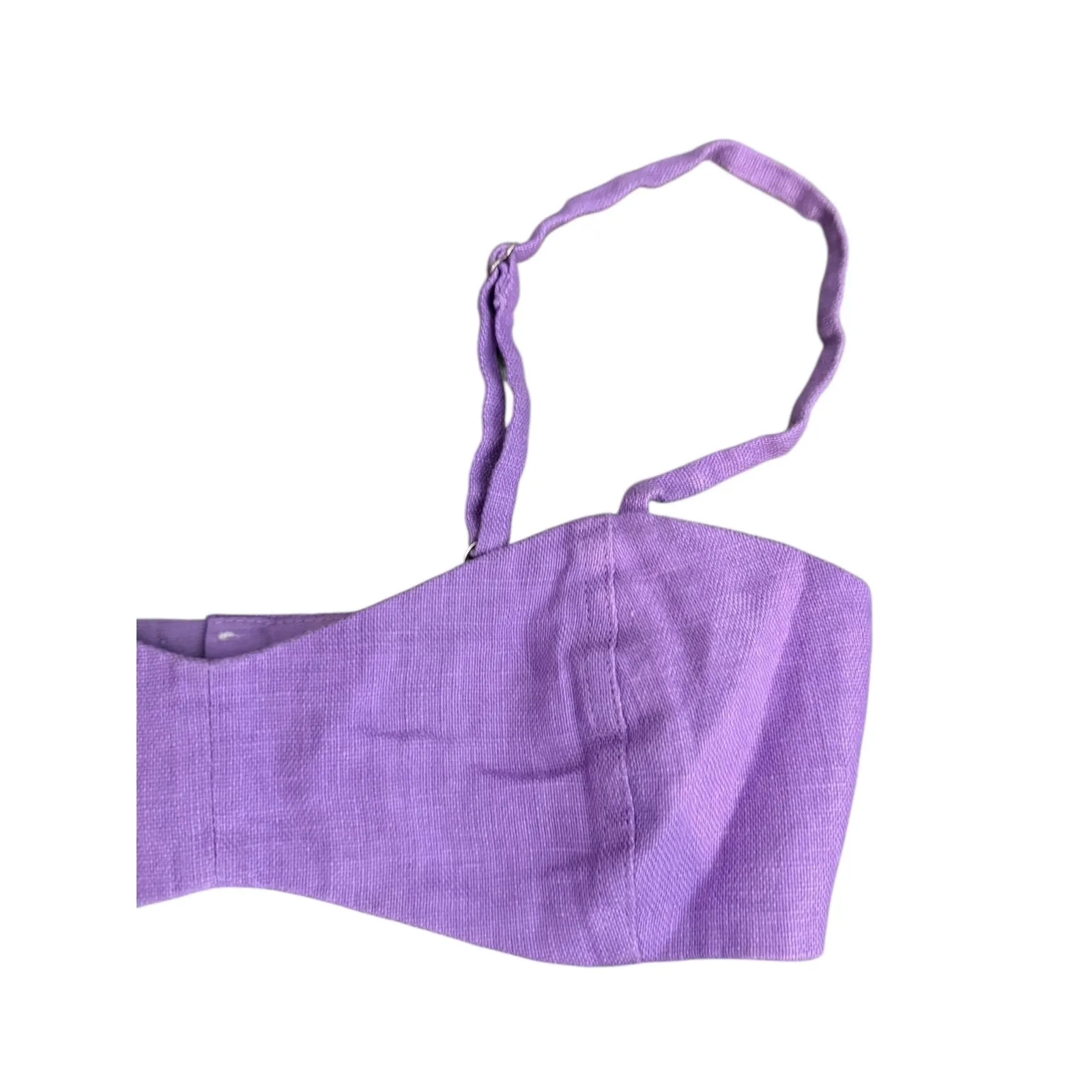 Ronny Kobo Purple Kimora Linen Sleeveless Sweetheart Bra Crop Top Size XS - Image 5