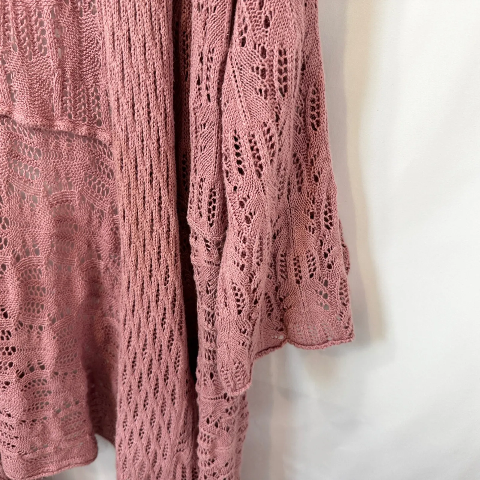 Woman Within Plus Size 26/28W Cardigan 2X Sweater Pink Open Duster Long 1585 - Image 6