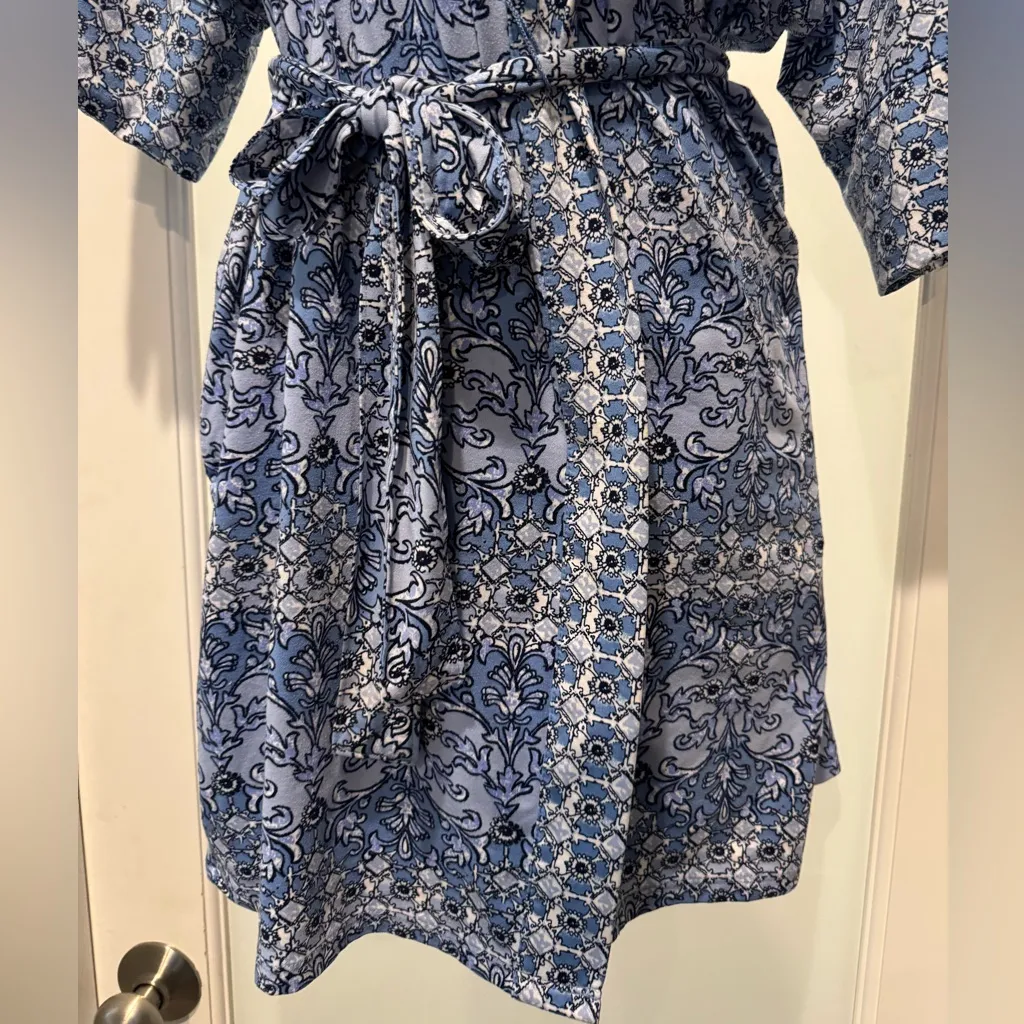 SECRET TREASURES Blue Floral Patterned Kimono Robe Size S 4-6 Sleepwear Cozy - Image 3