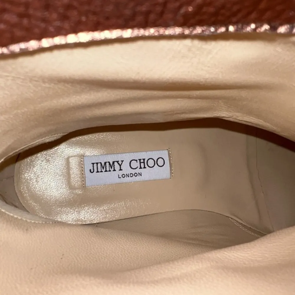 JIMMY CHOO Dondo Rosewood Metallic Grainy Leather Biker Ankle Boots EU 40 - Image 6