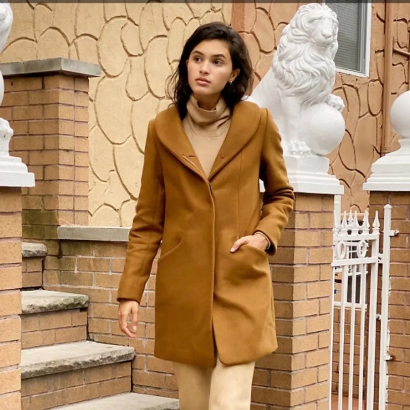 Aritzia Wilfred Cocoon Coat Cigar Brown Tan Women’s XS Cashmere Wool Peacoat - Image 13