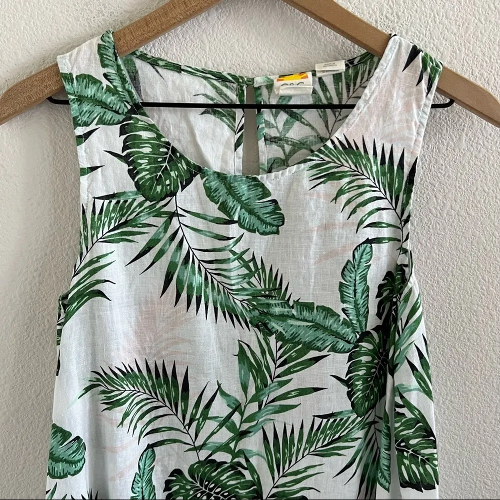 C&C California 100% Linen Tropical Dress Tank Shirt Dress Small - Image 4
