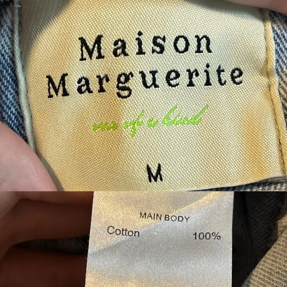 Maison Marguerite Light Wash High Rise Waist Rigid Denim Wide Leg Jeans Size M - Image 16