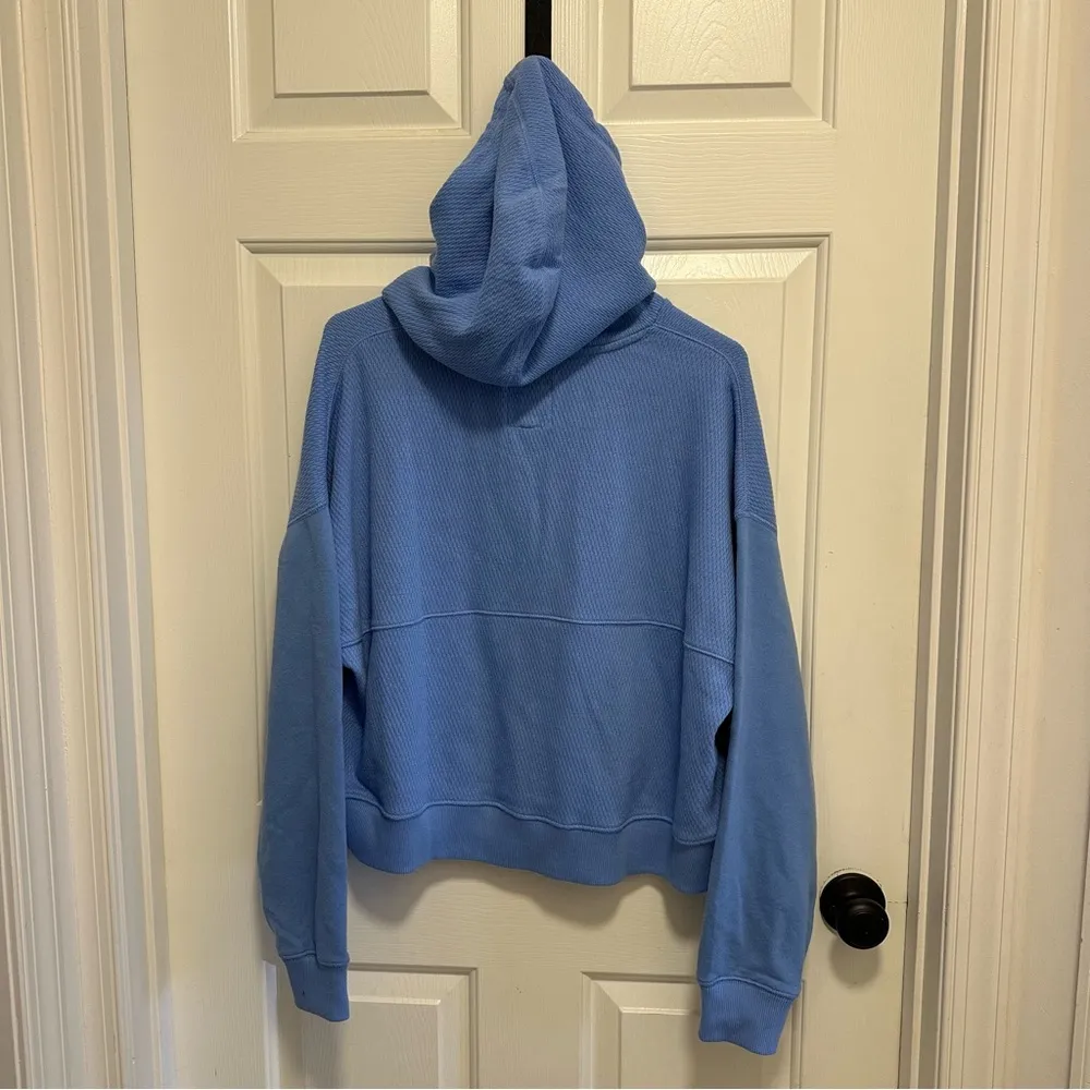 Aerie Pullover Sweater Women’s Blue Hooded Kangaroo Pocket Drawstring Size Med - Image 2