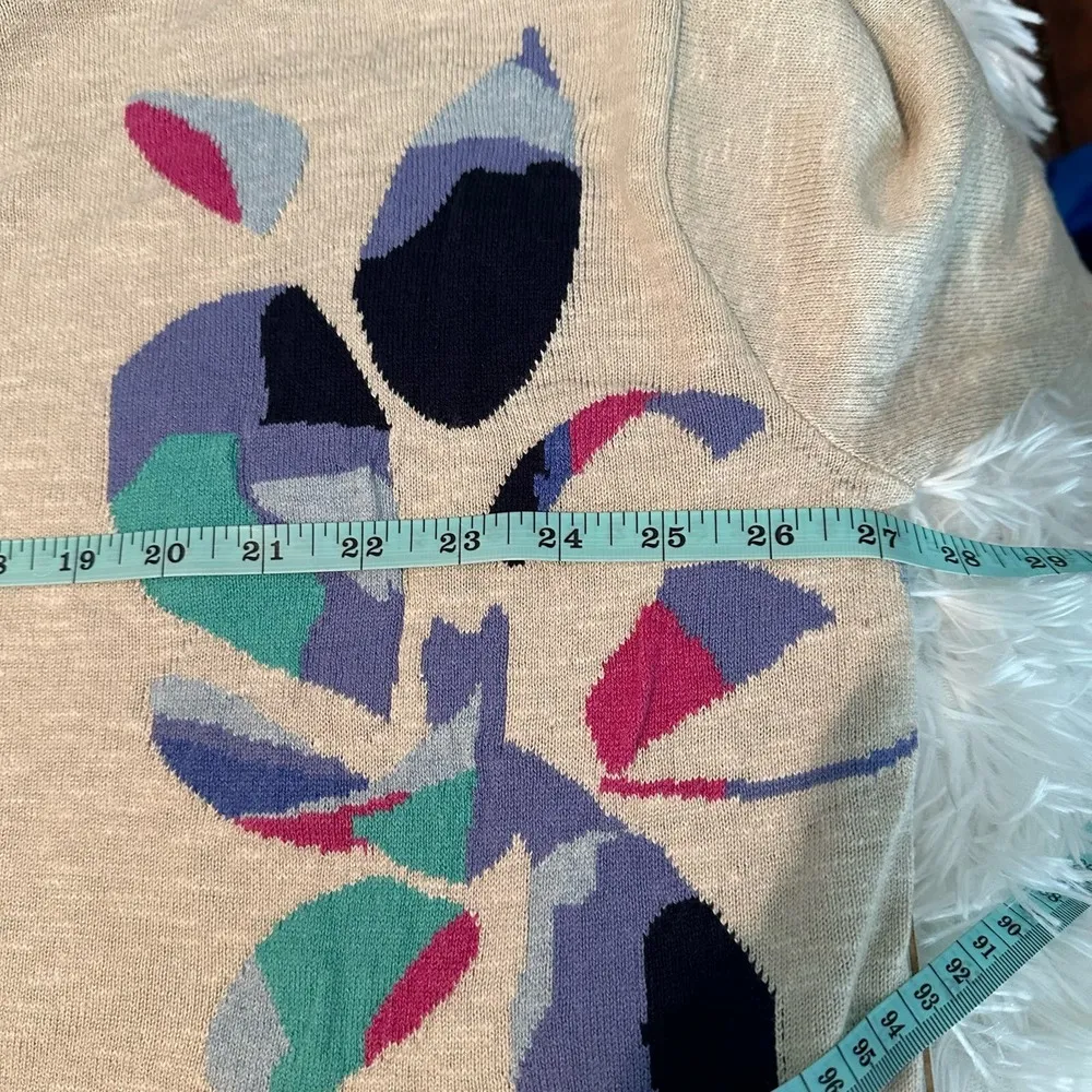 NIC+ZOE Blooming Short V Neck Sweater Size 3X Lightweight Floral - Image 11