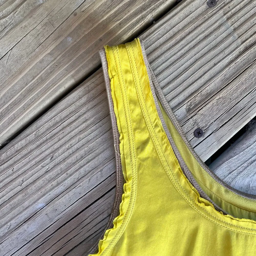 Broadway & Broome Women's Yellow 100% Silk Sleeveless Blouse Size XS - Image 3