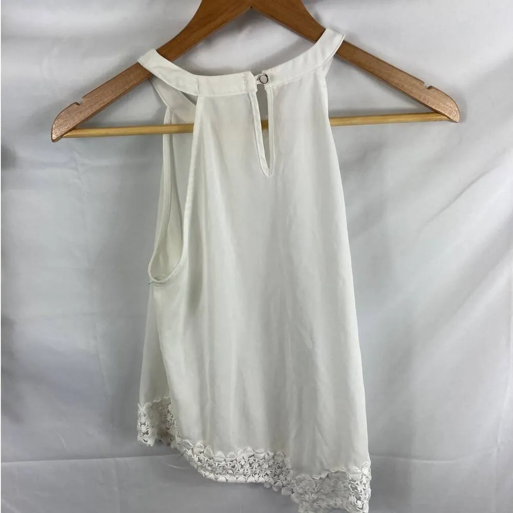 Monteau high neck crochet detail sleeveless blouse XS - Image 4
