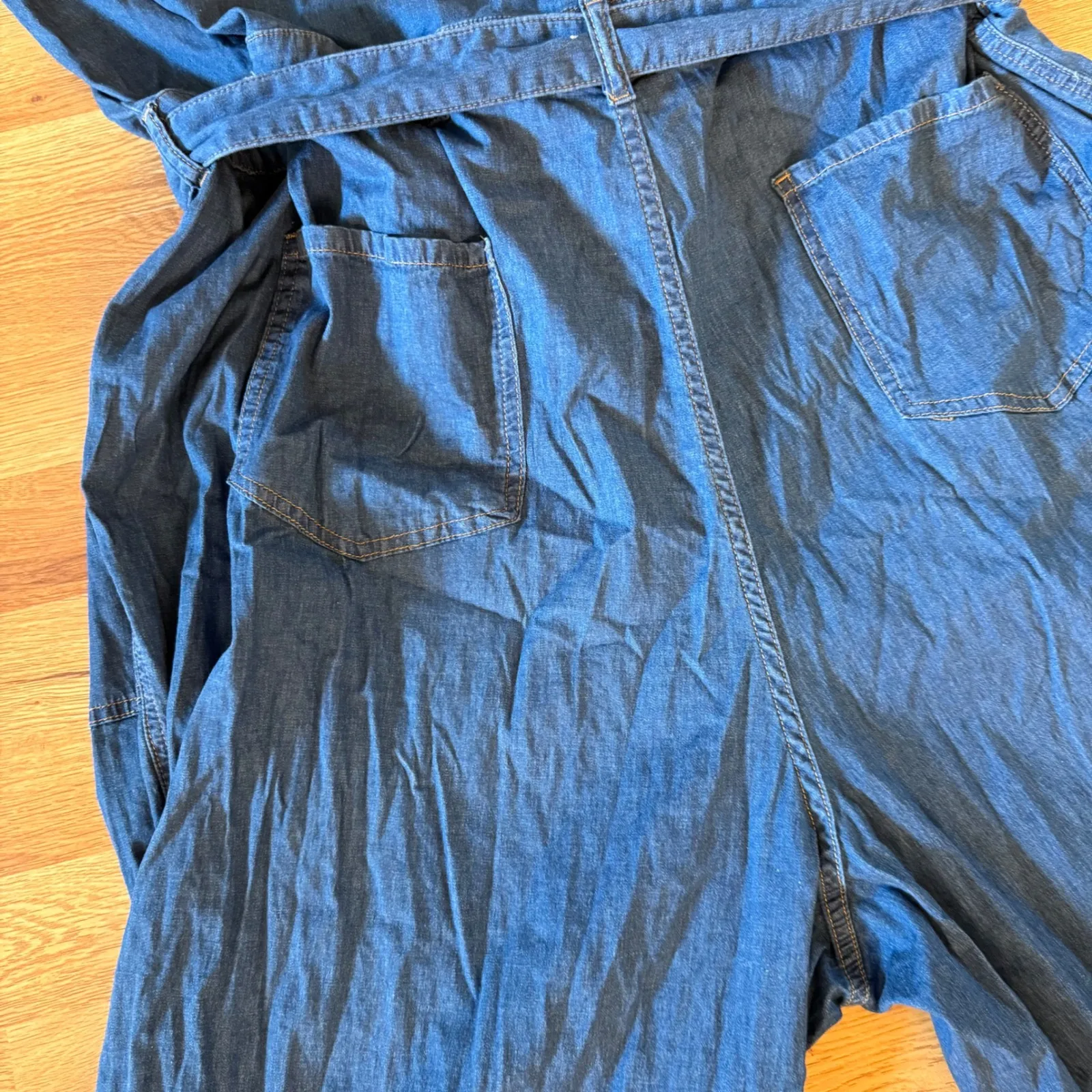 Universal‎ Standard Chambray Jumpsuit XL (US 4X 26–28) Plus Size Belted Wide Leg - Image 7