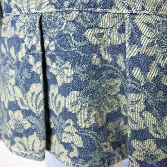 Marsh Landing 100% cotton floral‎ print green blazer, size L - Image 10