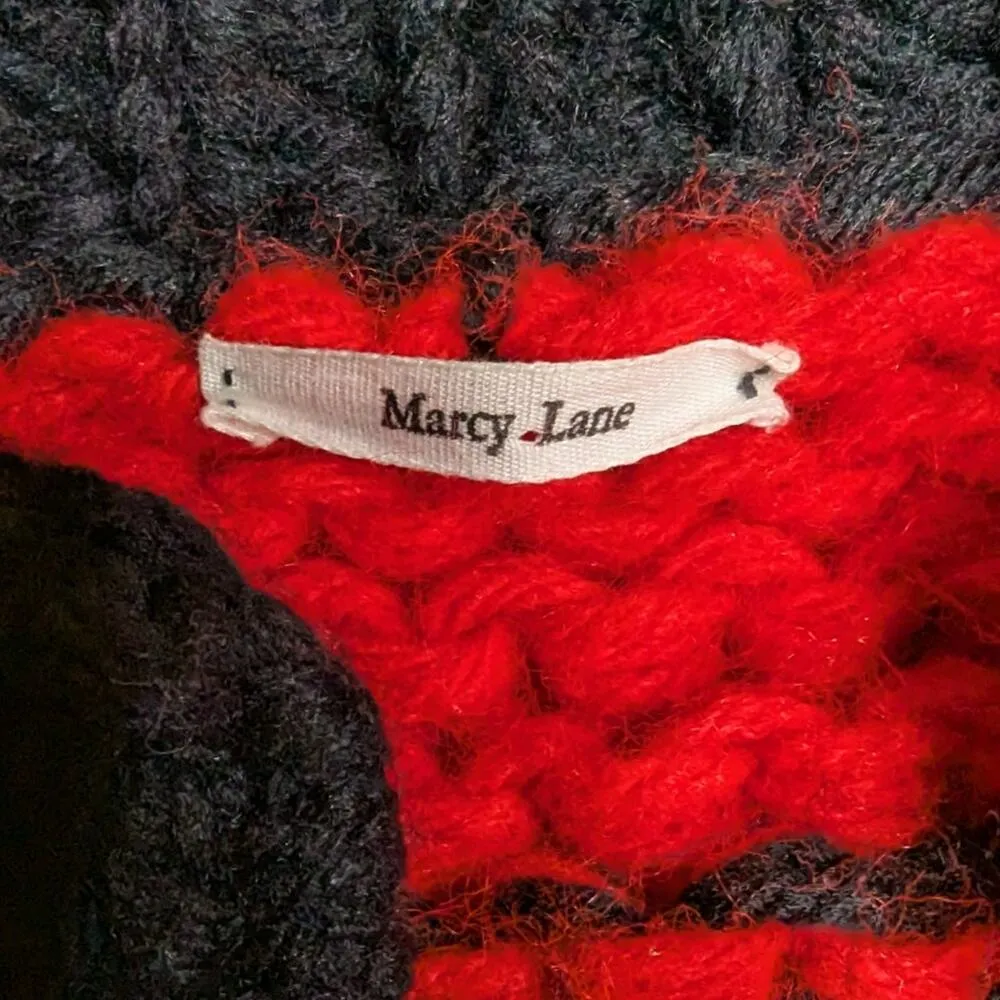 Vtg 1990s Black Red Handmade Fringe Trim Beaded Chunky Short Sleeve Cardigan L Size L - Image 3