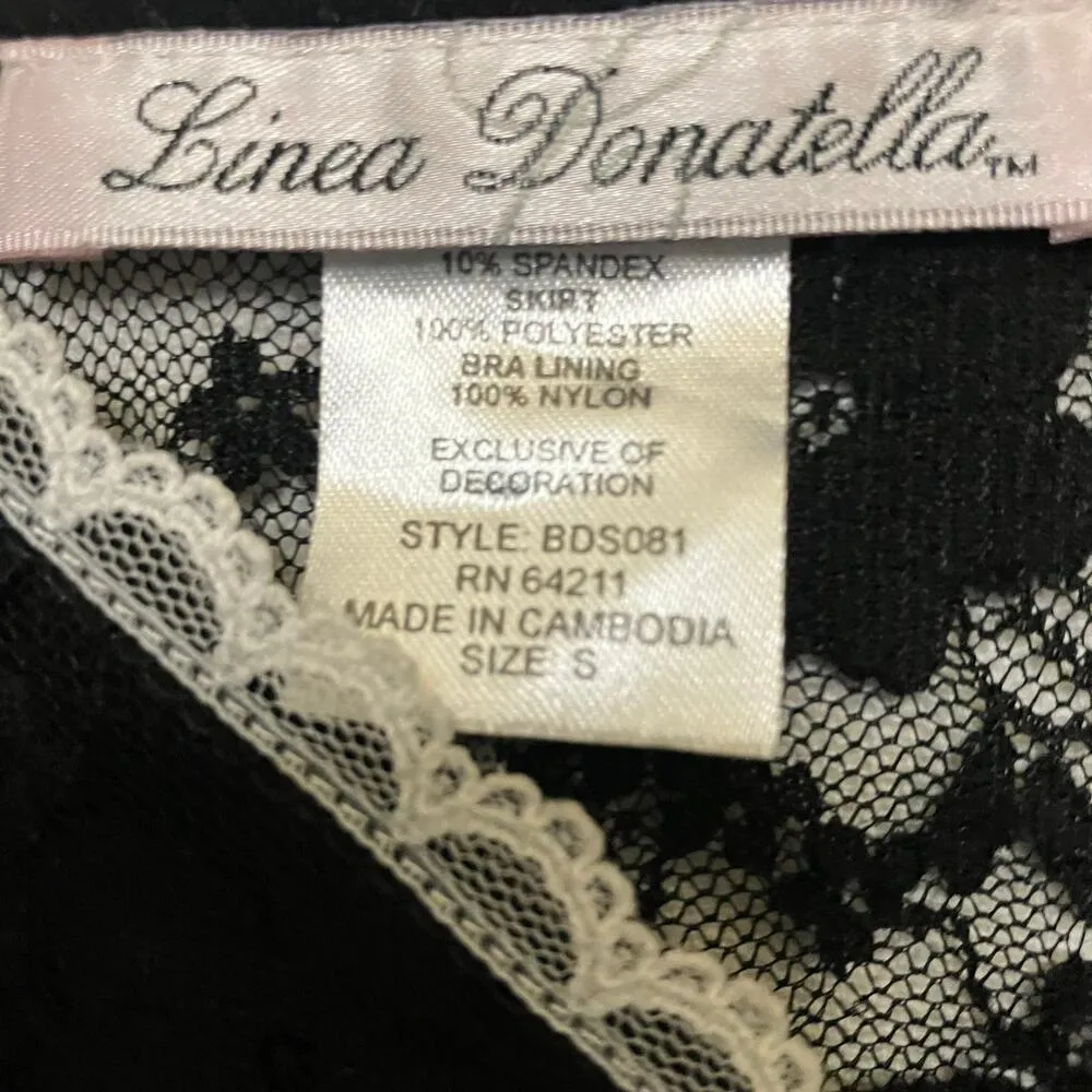 Vintage Linea Donatella Womens Black and White Lace Babydoll Chimse Size Small - Image 5