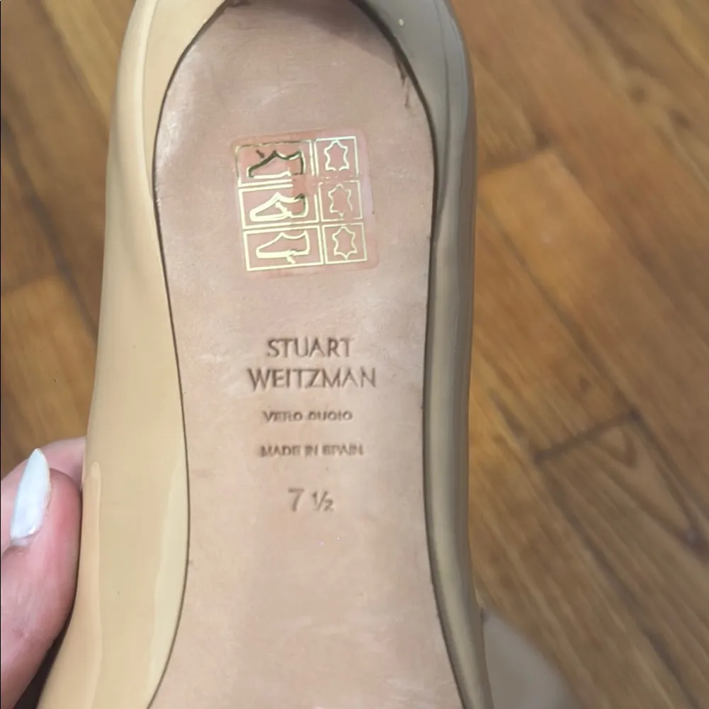Stuart Weitzman Patent Nude 3 inch Point Toe Heel size 7.5 - Image 3