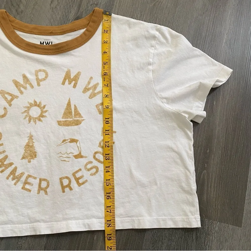 Madewell MWL Summer Camp Crop Cream Ivory Tan XL Athleisure - Image 8