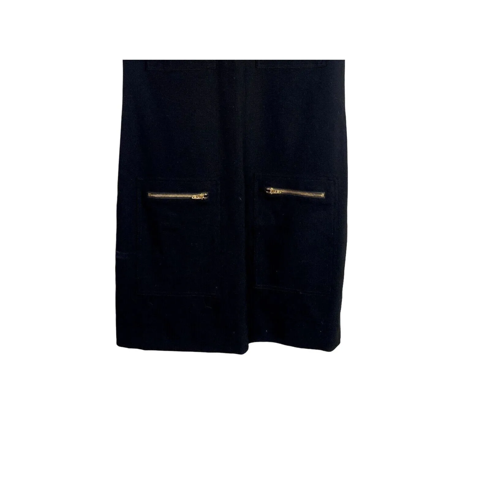 J. Crew Wool Gold Zipper Accent Short Sleeve Shift Mini Dress Stretchy 4 Black - Image 4