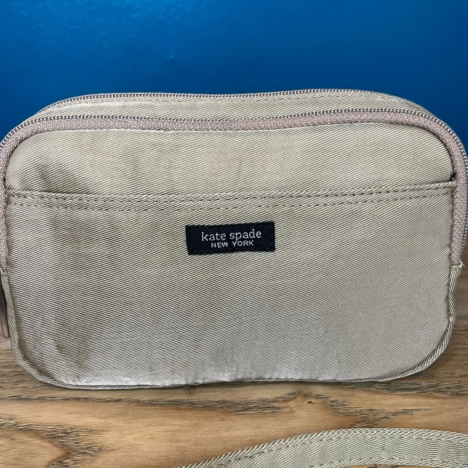 Vintage Kate Spade Y2K Crossbody Nylon Camera Bag 90s Beige Made In USA - Image 2