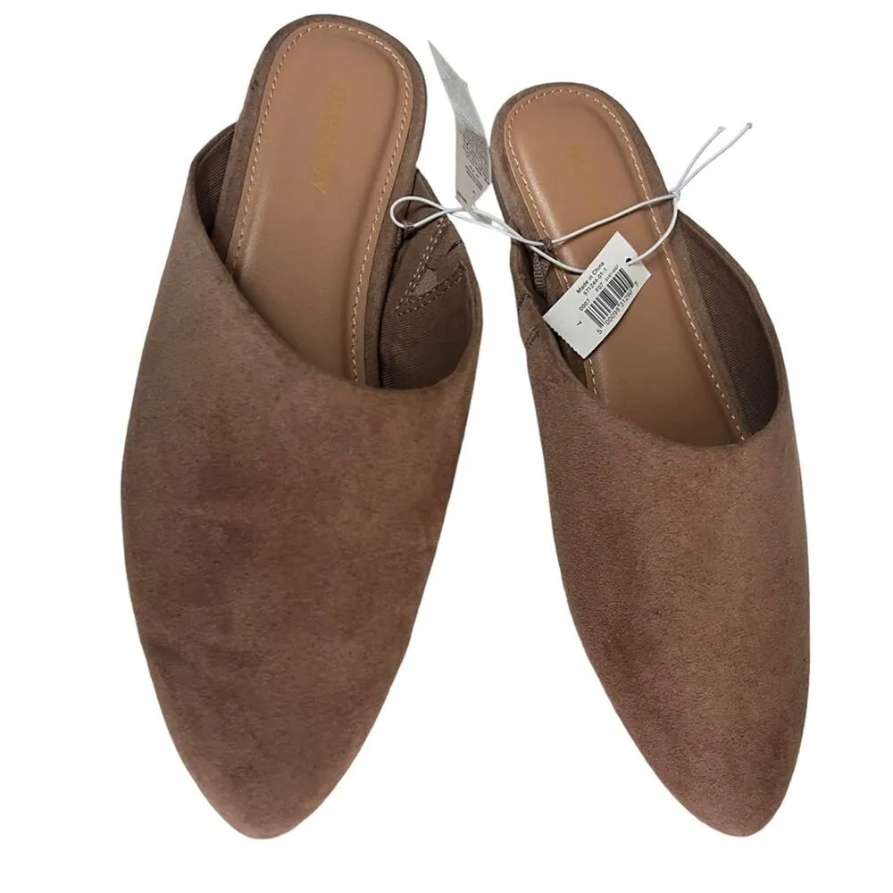 Old Navy Trendy Fall Style Low Heel Women's Faux Suede Taupe Mule Slide Sz 7 - Image 11