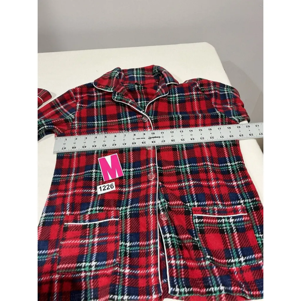 Woman’s Alexander Del Rosa Small Red Plaid 2 Piece Sleepware Set Flannel - Image 7