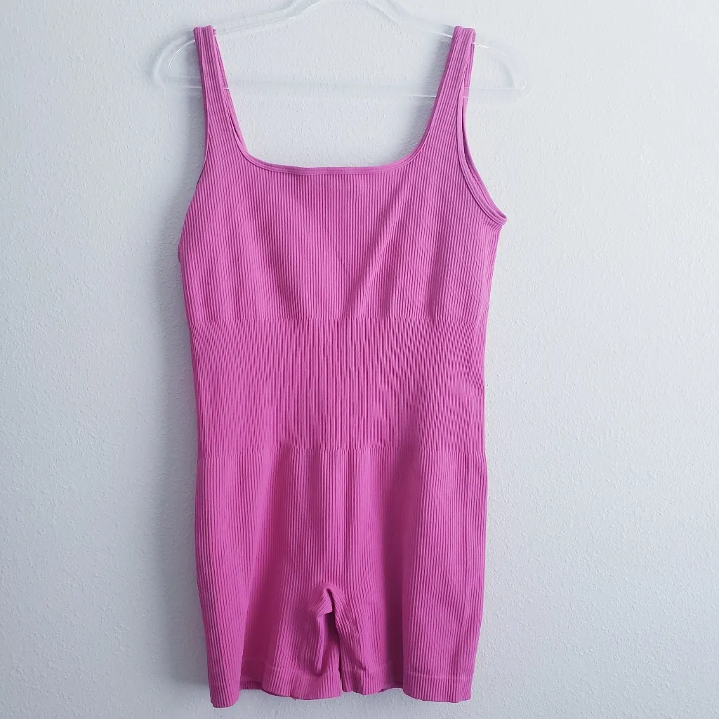 Ribbed Athletic Pink Short Romper Gym Fit - Image 2