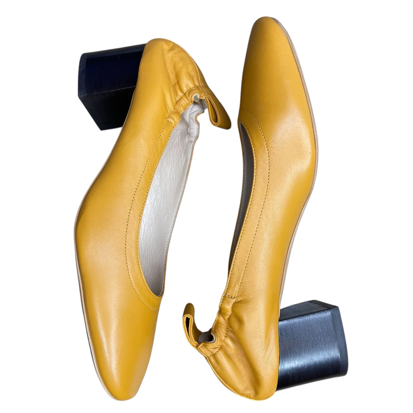 Everlane The Day Leather Heel Size 5.5 Mustard Yellow comfort shoes preppy - Image 6