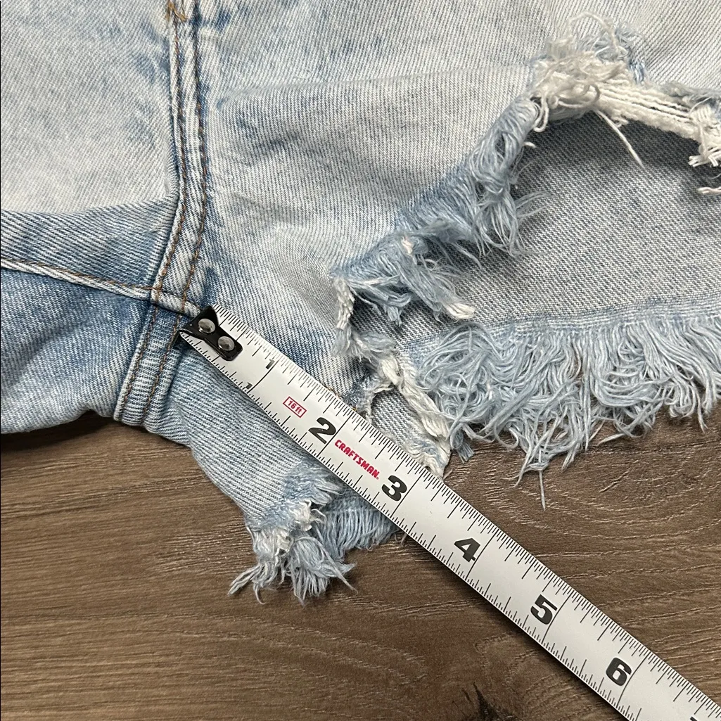 Abercrombie & FitchThe Mom High Rise Curve Love Stretch Blue Jean Shorts Size 25 - Image 9