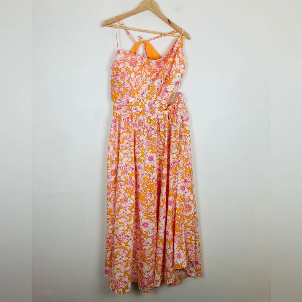 J. Crew Collection cotton poplin orange yellow & white floral maxi dress. 20 - Image 3