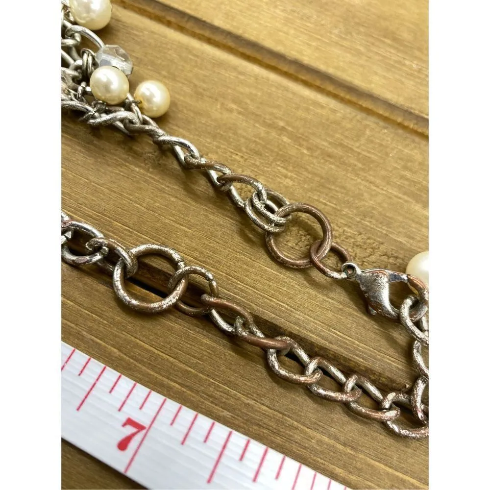 Vintage chucky pearl statement necklace in silver tones Silver - Image 7