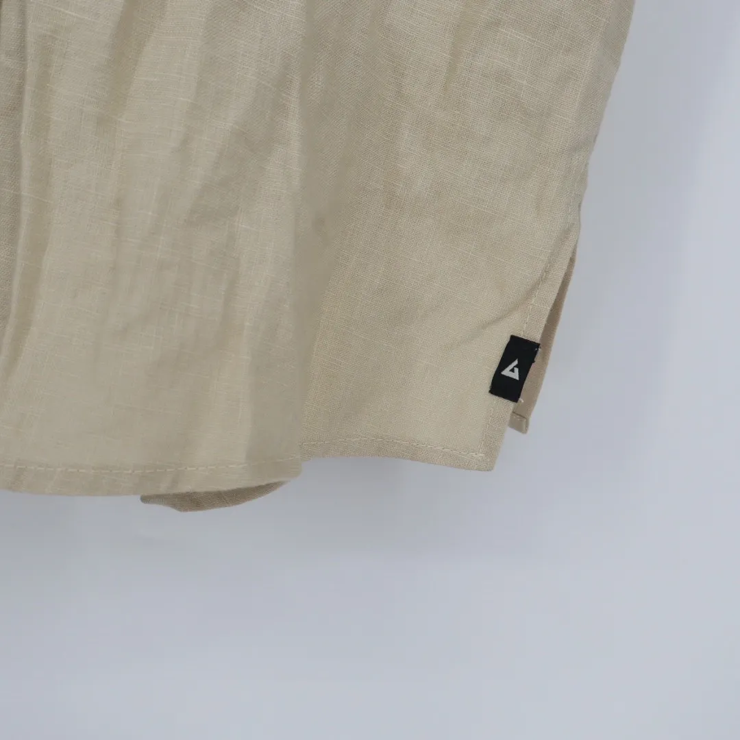 American Giant Linen Button Up Shirt Khaki Tan Short Sleeve Collared Size L Size L - Image 5